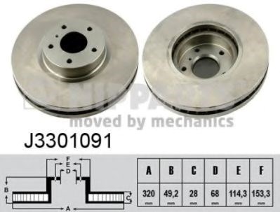 Диск тормозной передний J3301091 NIPPARTS