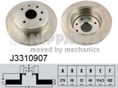 Задний дисковый тормоз J3310907 NIPPARTS