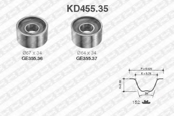 Ремонтний комплект для заміни паса  газорозподільчого механізму KD45535