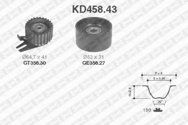 Ремень ГРМ, комплект KD45843 SNR