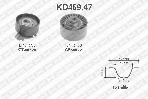 ГРМ ремни, комплект KD45947 SNR