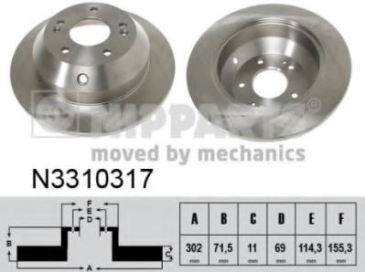 Задний дисковый тормоз N3310317 NIPPARTS