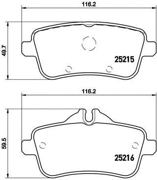 Комплект задних колодок P50099 BREMBO