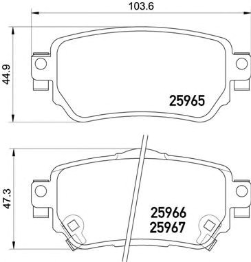 Комплект задних колодок P56098 BREMBO