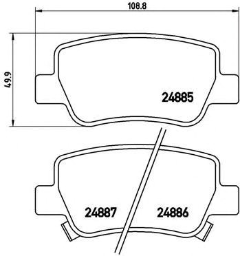 Комплект задних колодок P83112 BREMBO