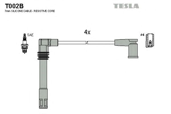 Провода высоковольтные, комплект T002B TESLA