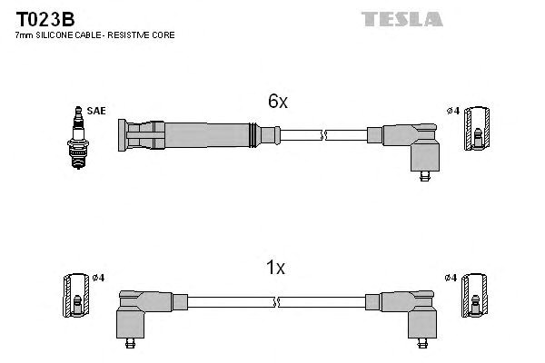 Провода высоковольтные, комплект bmw 3 (e30), 5 (e28) (t023b) tesla blatna T023B