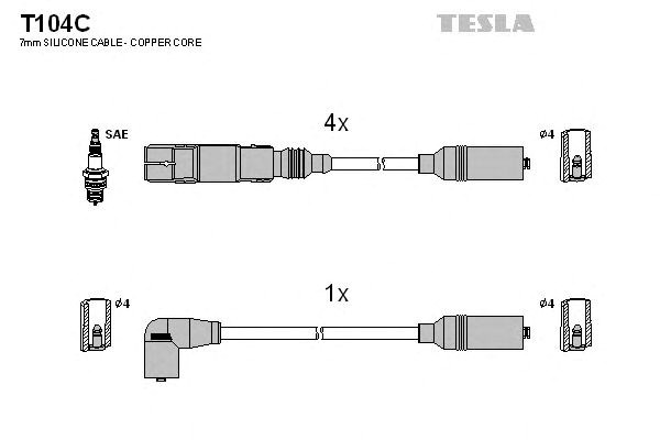 Провода высоковольтные в комплекте T104C TESLA