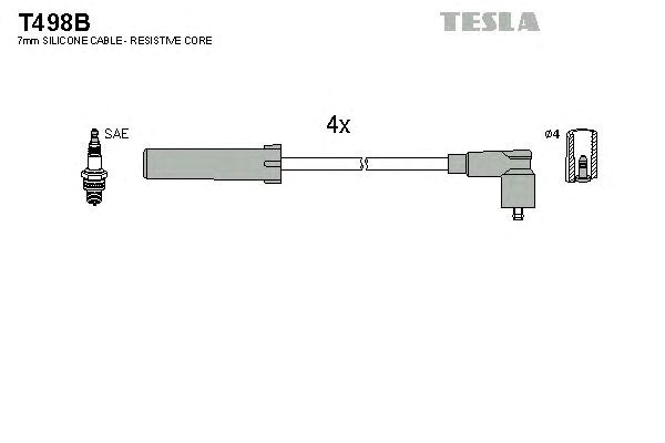 Провода высоковольтные, комплект peugeot 406 2.0 (95-04),peugeot 406 2.0 (96-04) (t498b) tesla blatna T498B