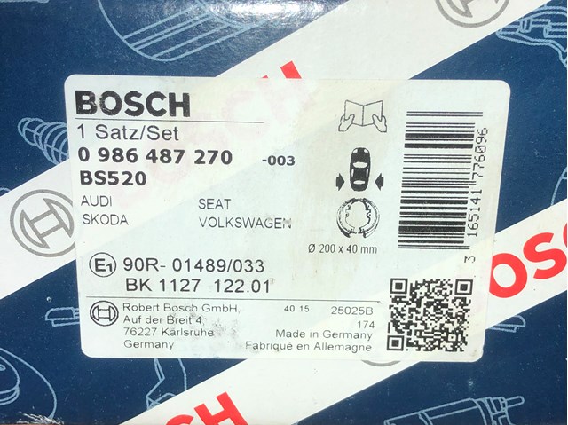 BOSCH 0986487270 Задние барабанные колодки в наличии Харьков