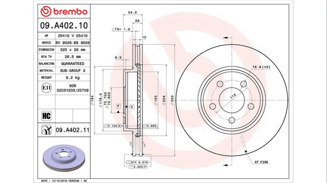 09A40211 BREMBO Диск тормозной передний купить в Николаев