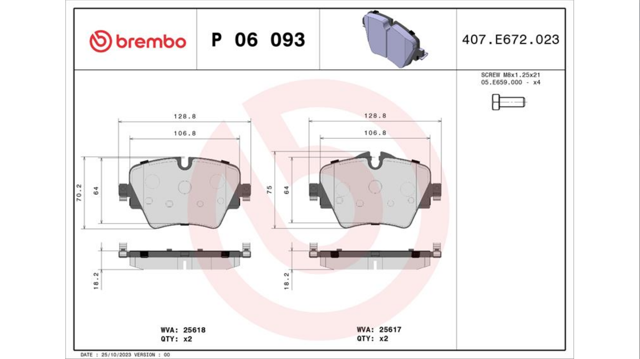 Колодки P06093 BREMBO