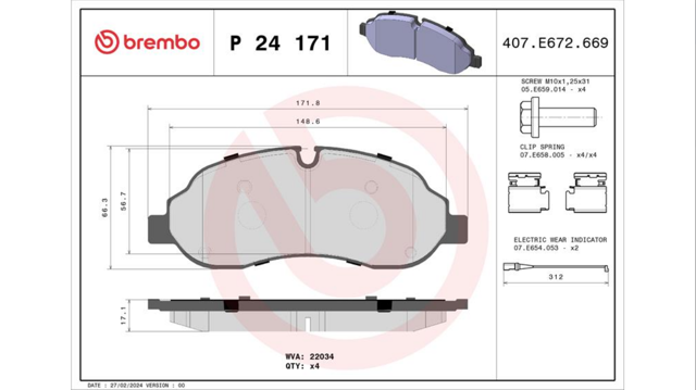 Тормозные колодки P24171 BREMBO