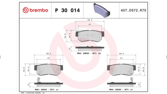 BREMBO P30014 Колодки тормозные задние дисковые в наличии Львов