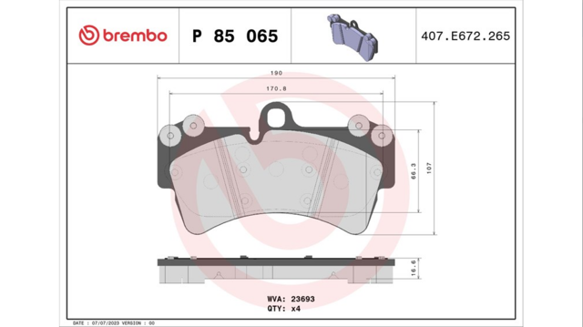 Колодки тормозные P85065 BREMBO