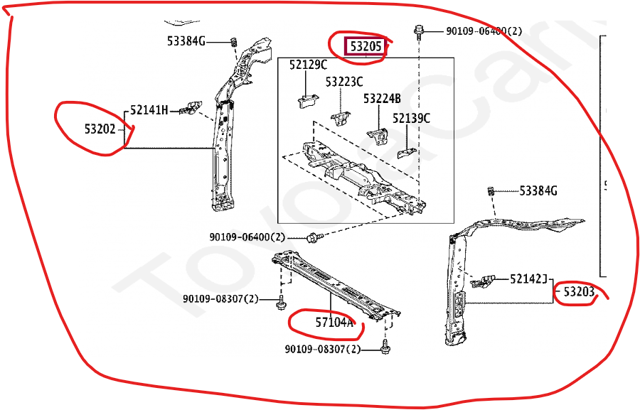 5320548900 TOYOTA Верхняя рамка радиатора купить в Черкассы