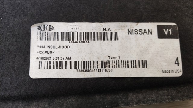 NISSAN 658406RR0A Шумоизоляция капота в наличии Николаев