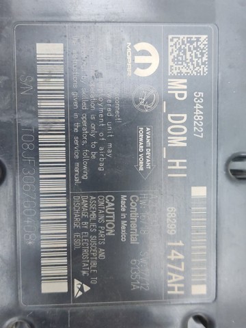 68299147AH CHRYSLER Модуль-процессор управления подушкой безопасности (ЭБУ AIRBAG) купить в Запорожье