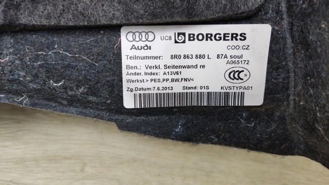 8R0863880L87A VAG Облицовка багажного отсека правая купить в Львов