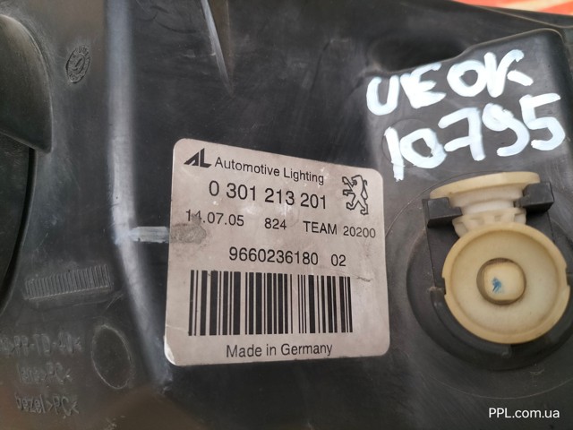 PEUGEOT 9660236180 Левая фара в наличии Запорожье