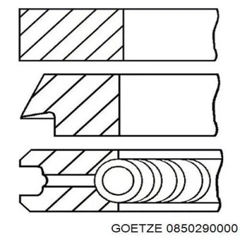 Комплект поршневых колец на 1 цилиндр, STD 0850290000 GOETZE