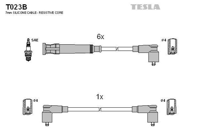 Провода высоковольтные, комплект bmw 3 (e30), 5 (e28) (t023b) tesla blatna можливий самовивіз T023B