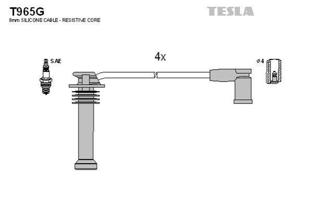 Провода высоковольтные, комплект ford fiesta v 2.0 (05-08),ford mondeo iii 1.8 (00-07) (t965g) tesla blatna можливий самовивіз T965G