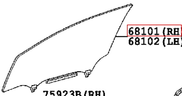 Стекло пассажирской двери 6810102230 TOYOTA