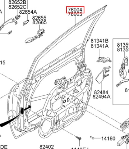 Пассажирская передняя дверь 760041D010 HYUNDAI
