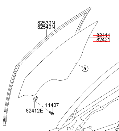 HYUNDAI 824212T000 Стекло двери передней правой в наличии Николаев