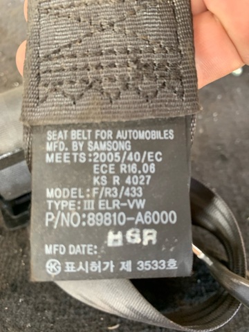 Ремень безопасности задний левый 89810A6000WK HYUNDAI