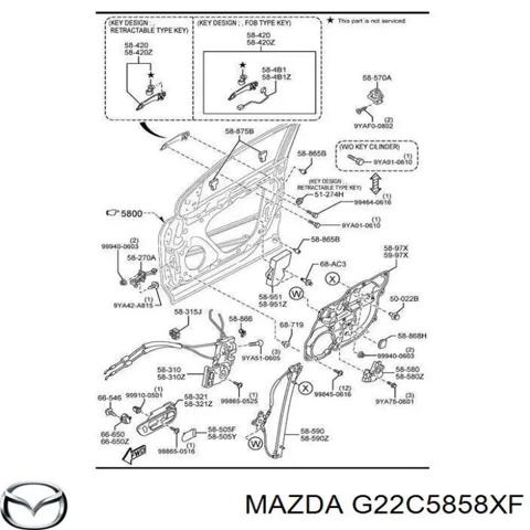 Мотор стеклоподъемника двери передней, правой G22C5858XF MAZDA