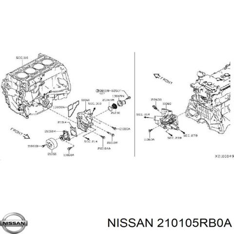 Водяной насос 210105RB0A NISSAN