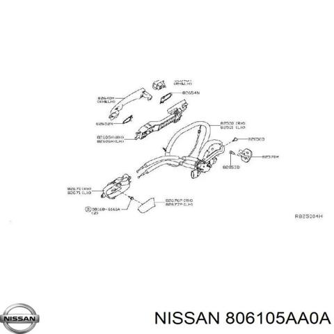 Держатель наружной ручки двери, передней правой 806105AA0A NISSAN