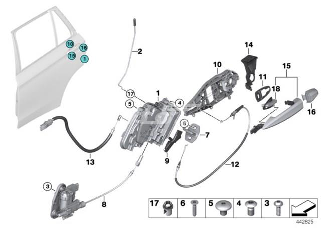 Замок двери задней левой BMW 5