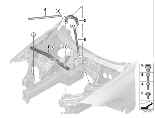 Распорка передних стоек подвески левая 51617184939 BMW