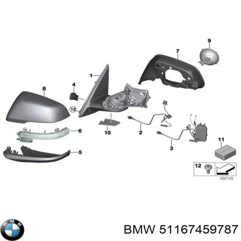 Корпус левого зеркала заднего вида 51167459787 BMW