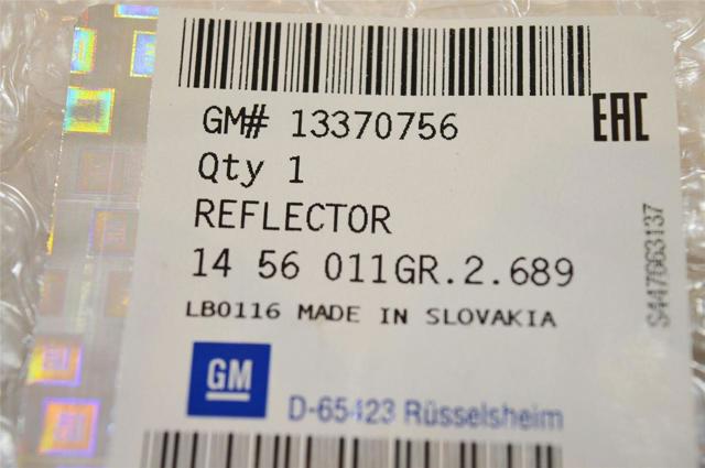 GM 13370756 Катафот (отражатель) заднего бампера левый в наличии Украина