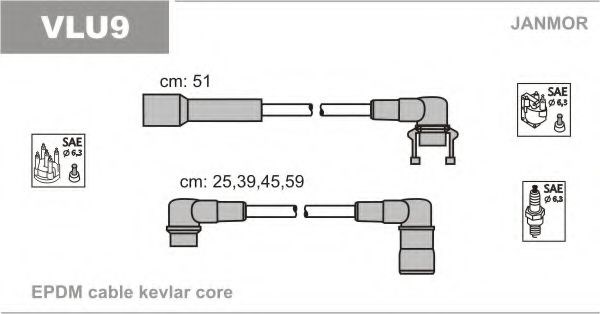 Провода (каучук) в/в volvo 440-460 2.0 turbo 88- VLU9
