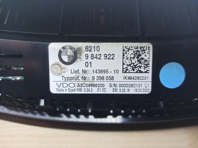 BMW 62109842922 Приборная доска (щиток приборов) в наличии Запорожье