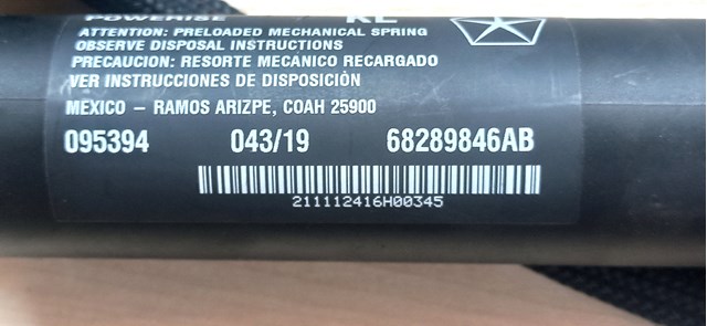68289846AB CHRYSLER Амортизатор стекла багажника (двери 3/5-й задней (ляды) купить в Житомир