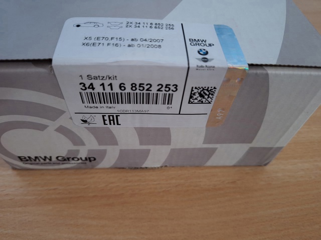 Колодки 34114074370 BMW