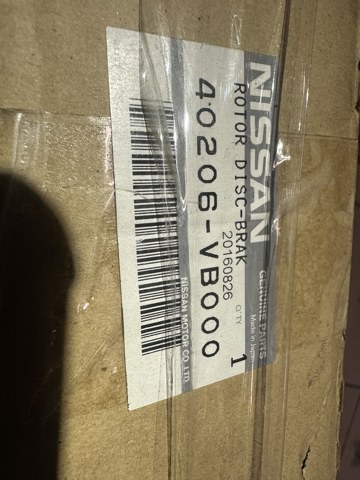 Тормоз дисковый передний 40206VB000 NISSAN