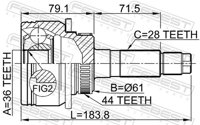 FEBEST 0510BT50A44 ШРУС наружный передний в наличии Хмельницкий