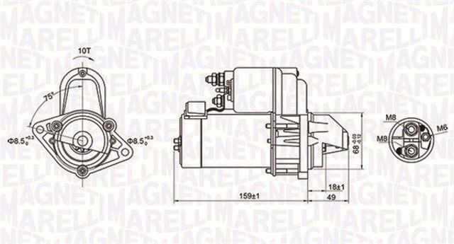 Стартер двигателя 063721257010 MAGNETI MARELLI