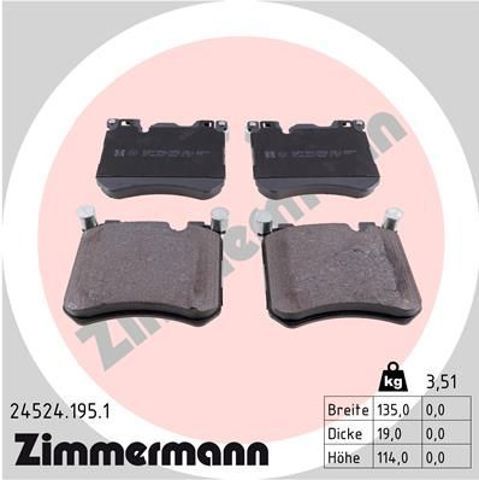 ZIMMERMANN 245241951 Передние тормозные колодки в наличии Украина
