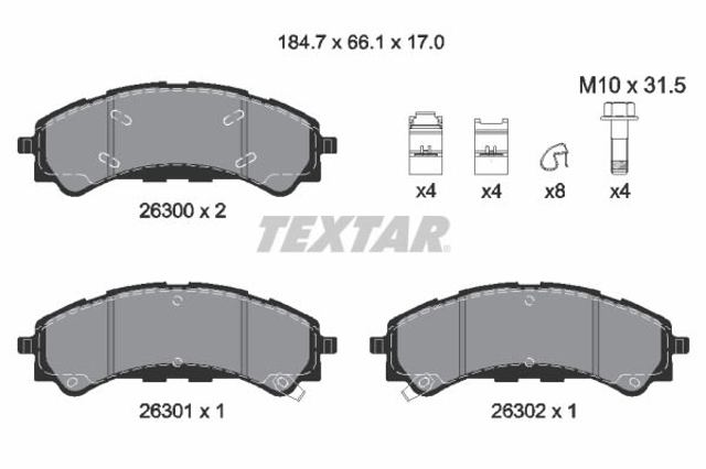 Передние тормозные колодки 2630001 TEXTAR