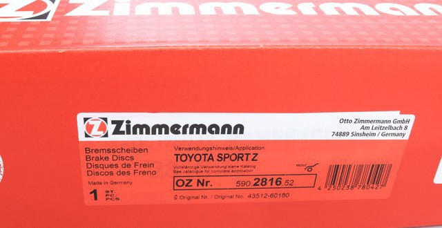 ZIMMERMANN 590281652 Диск тормозной передний в наличии Львов