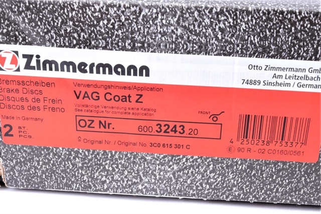 ZIMMERMANN 600324320 Диск тормозной передний в наличии Ирпень