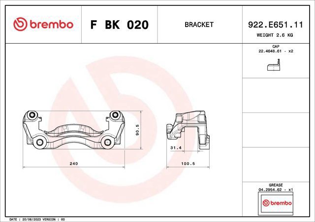 FBK020 BREMBO Скоба тормозного суппорта переднего купить в Тернополь